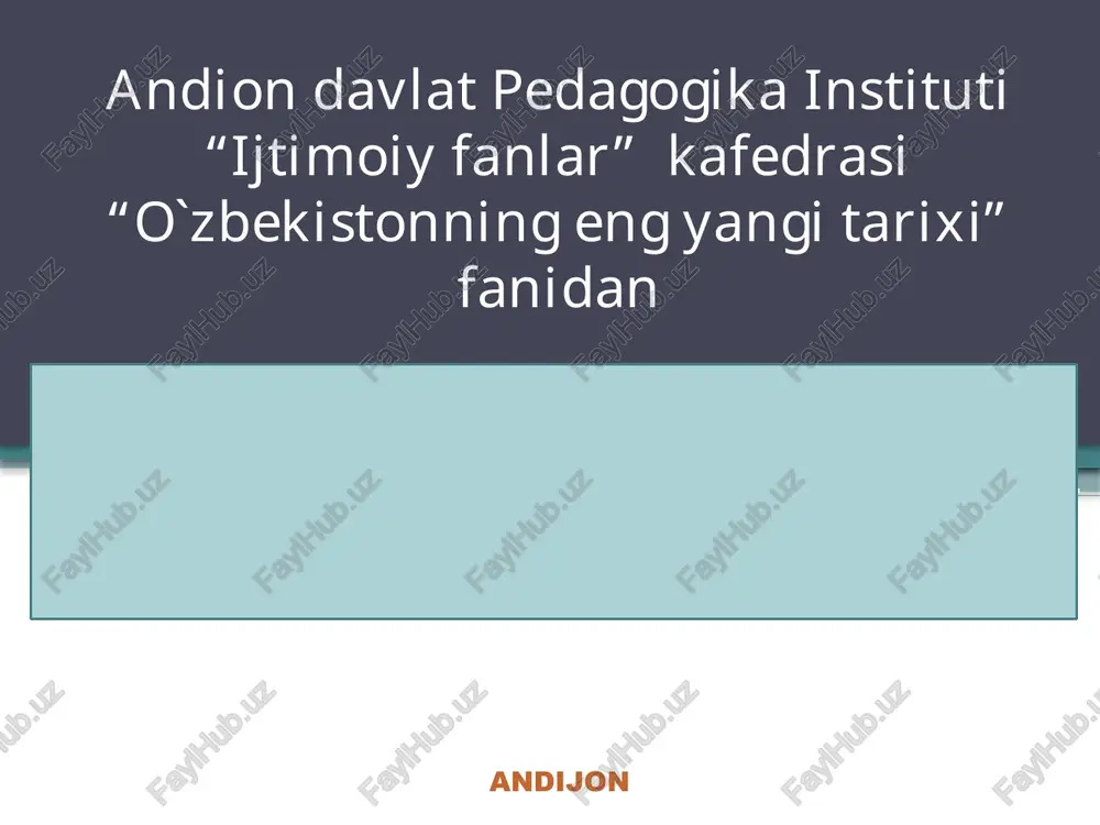 o`zbekistonning eng yangi tarixi fanidan taqdimot — PPTX