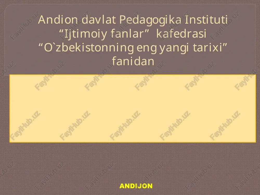 o‘zbekistonning eng yangi tarixi — PPTX