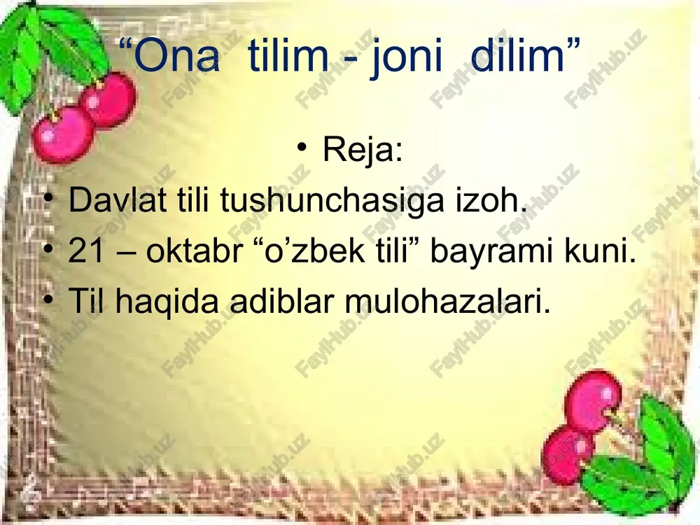 ona tilim - joni dilim — PPT