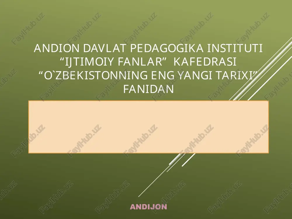 o'zbekistonning eng yangi tarixi — PPTX