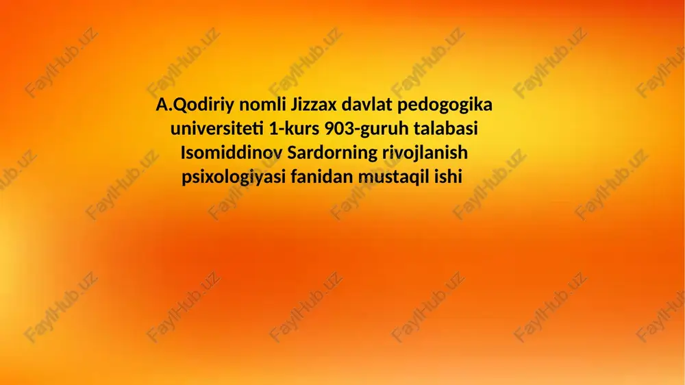o'smirlik yoshining psixologik xususiyatlari — PPTX