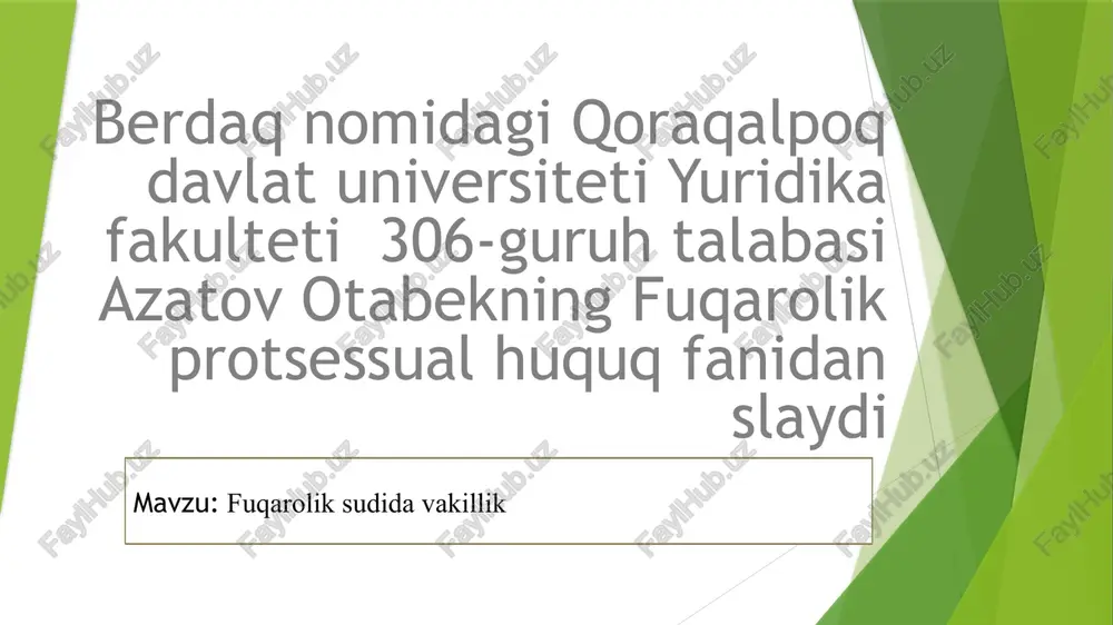 fuqarolik sudidavakillik — PPTX