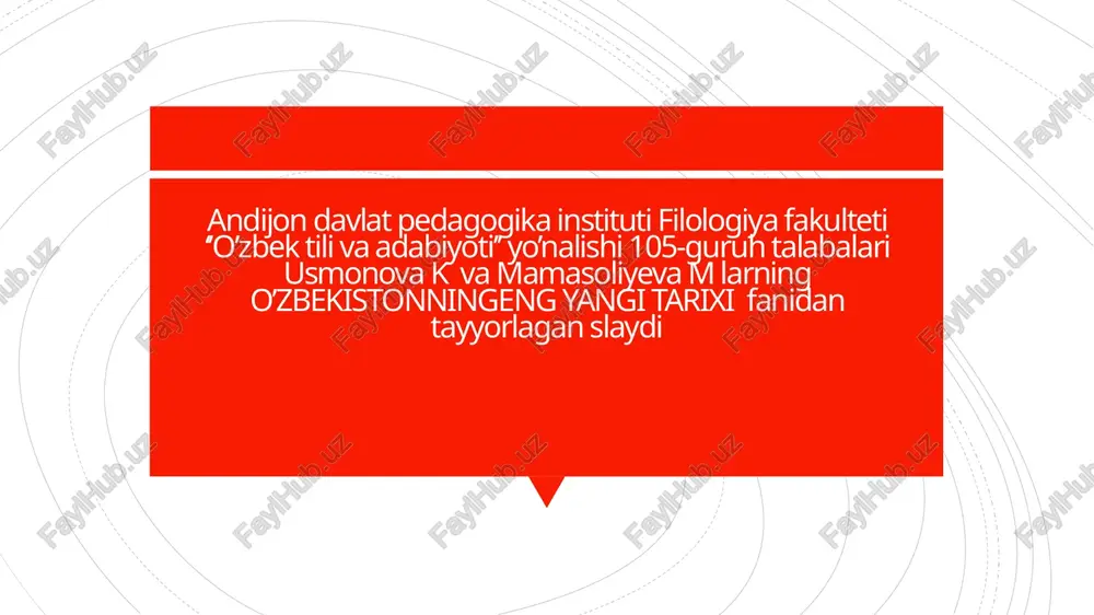 o’zbekistonning eng yangi tarixi — PPTX