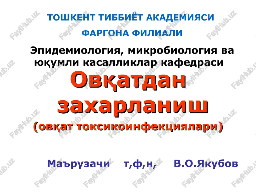 ovqatdan zaxarlanish — PPT