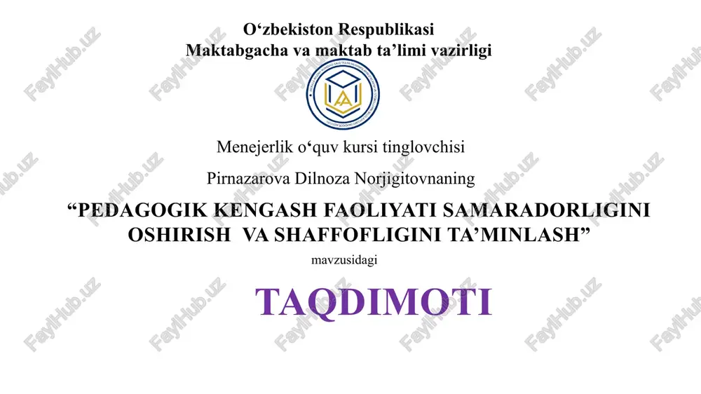 "menejerlik o‘quv kursi" — PPTX