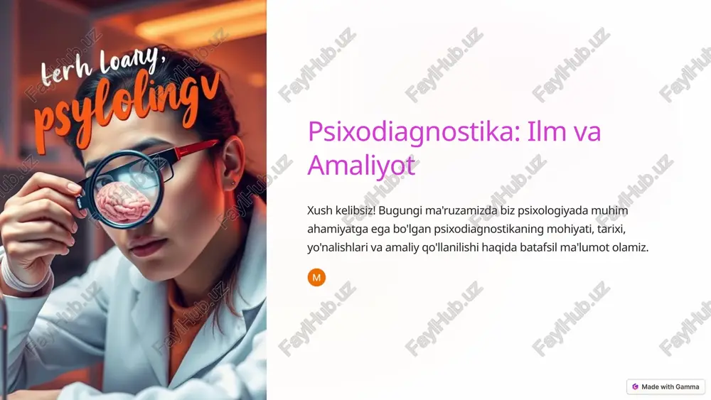 psixodiagnostika: ilm va amaliyot — PPTX