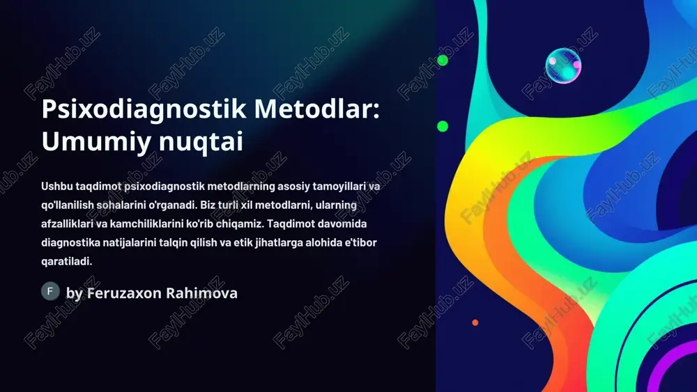 psixodiagnostik metodlar — PPTX