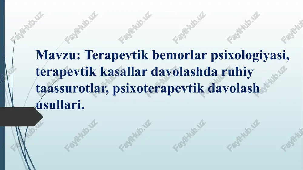 terapevtik bemorlar psixologiyasi — PPTX