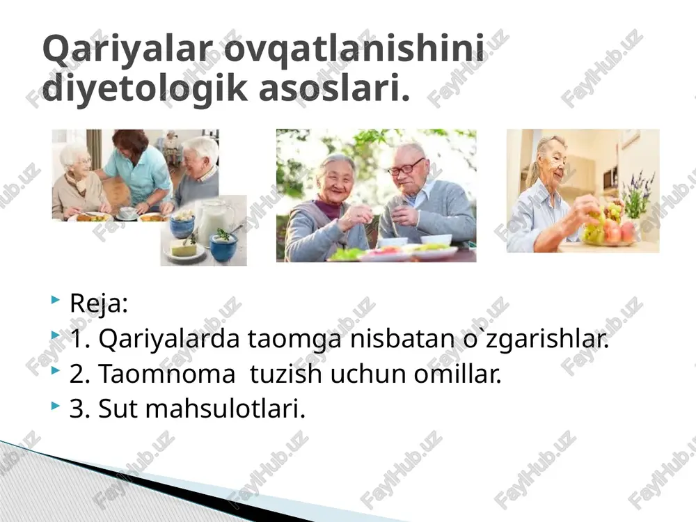 qariyalarda taomga nisbatan o`zgarishlar — PPTX