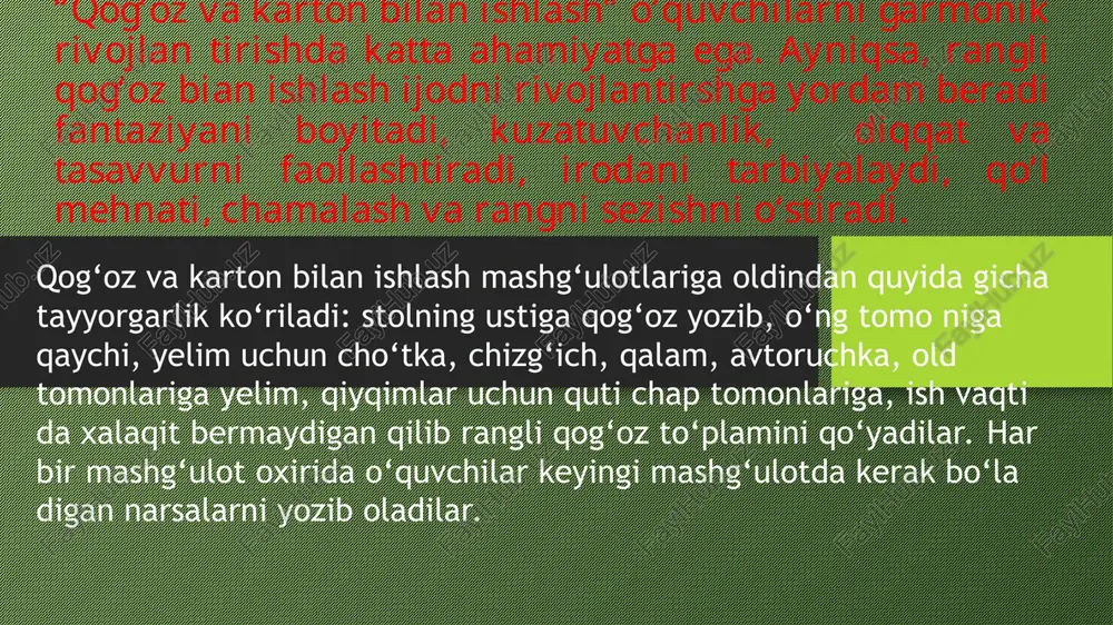 qog‘oz va karton bilan ishlash — PPT