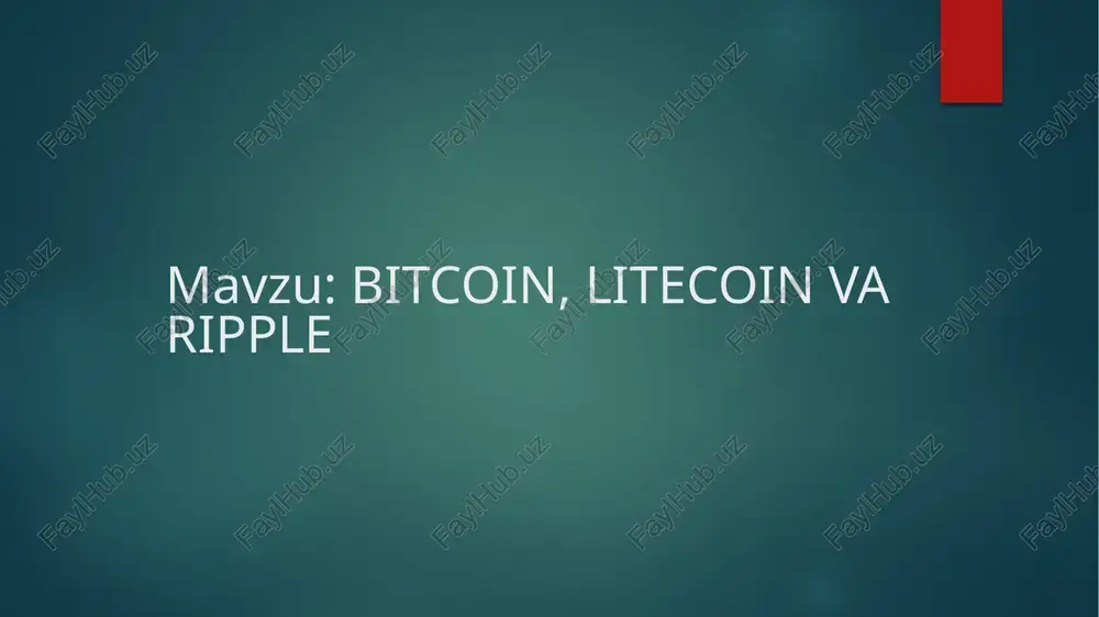 bitcoin, litecoin va ripple — PPTX