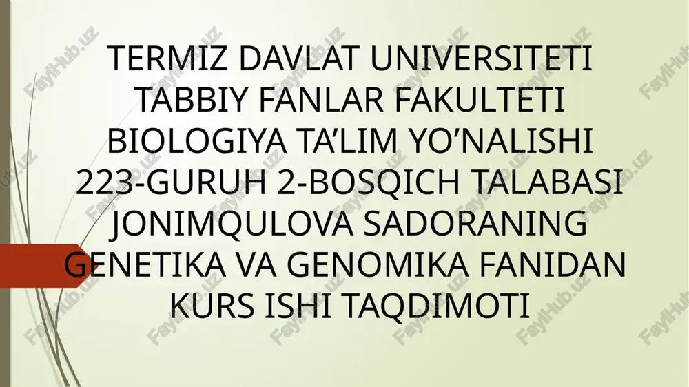 genomlarning biotibbiyot tadqiqotlari — PPTX