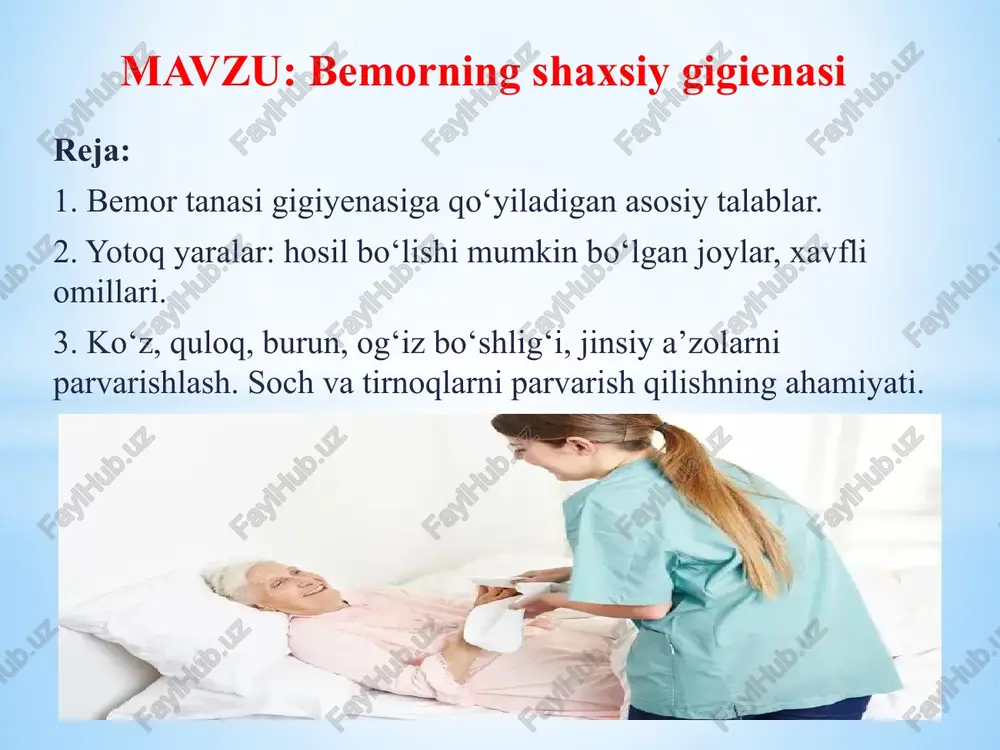bemorning shaxsiy gigienasi — PPTX