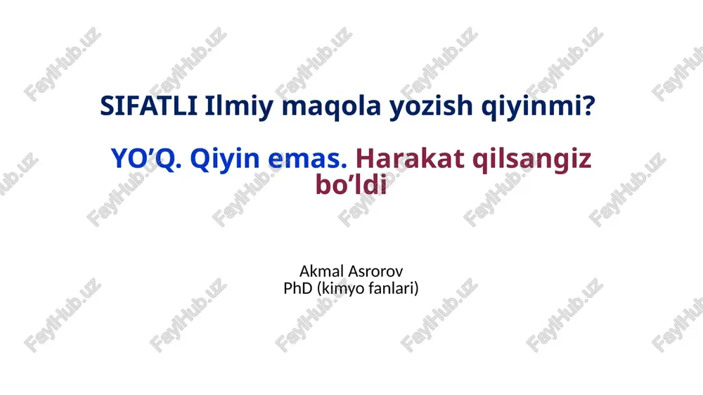 sifatli ilmiy maqola yozish — PPTX