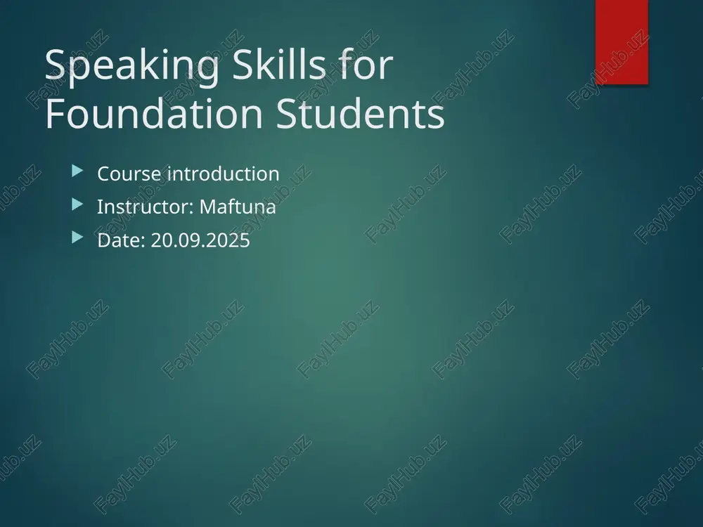 speaking skills for foundation students — PPTX