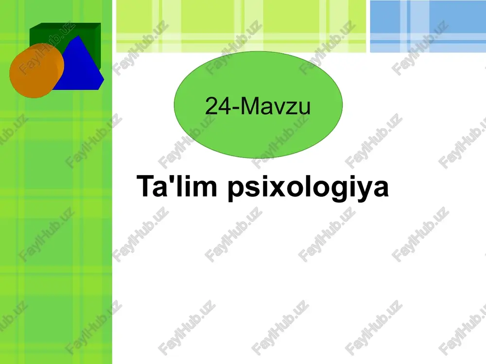 ta'lim psixologiya — PPT