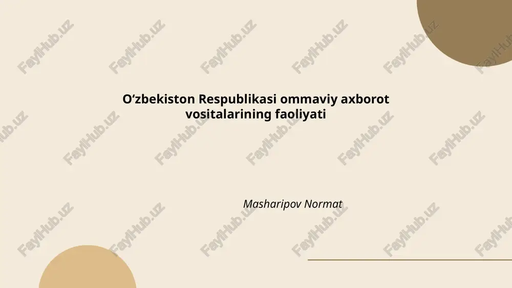oʻzbekiston axborot siyosati — PPTX