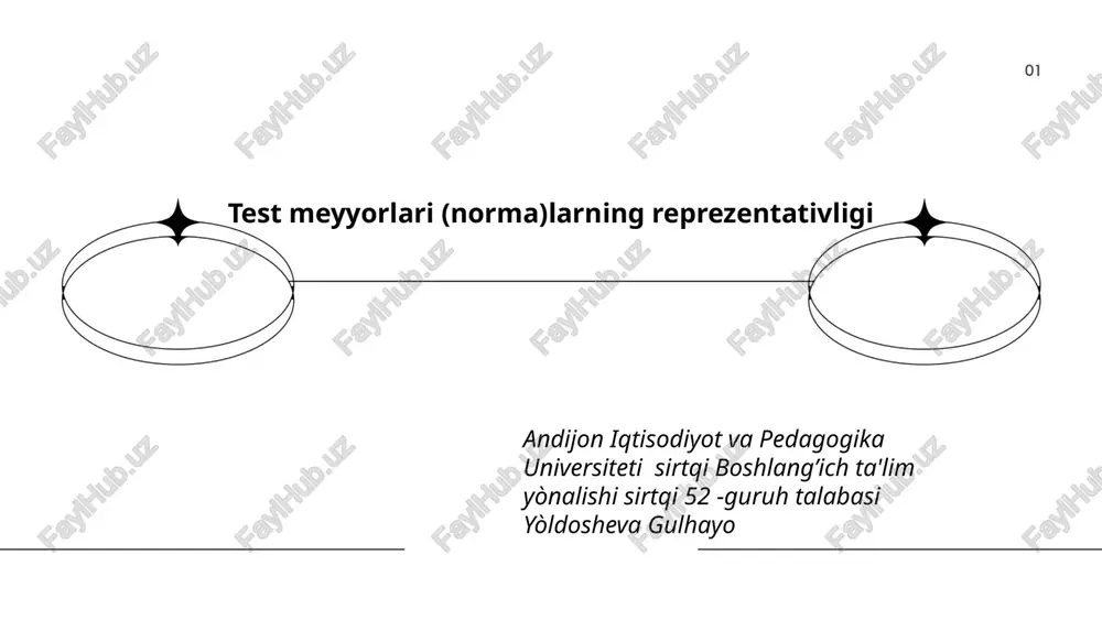 test meyyorlari (norma)larning reprezentativligi — PPTX
