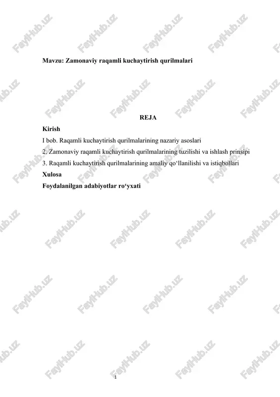 zamonaviy raqamli kuchaytirish qurilmalari — DOCX