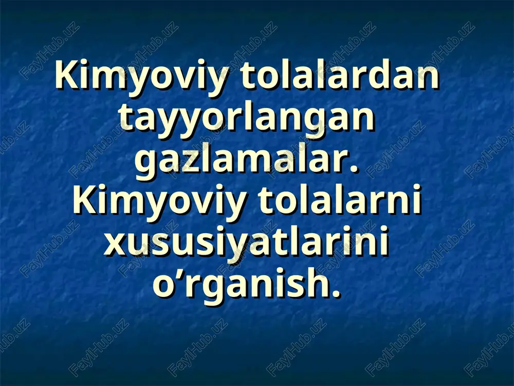 kimyoviy tolalardan tayyorlangan gazlamalar — PPT
