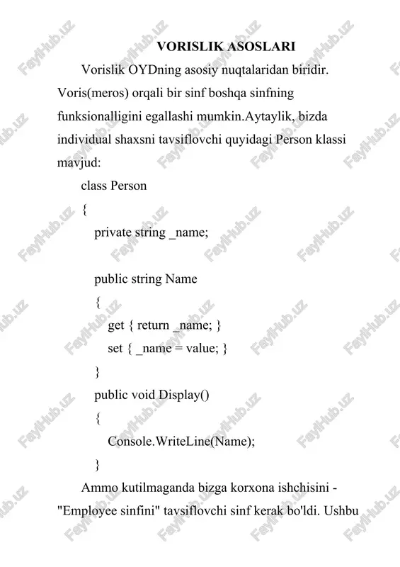 vorislik asoslari — DOCX
