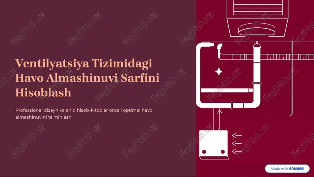 ventilyatsiya tizimidagi havo almashinuvi sarfini hisoblash — PDF