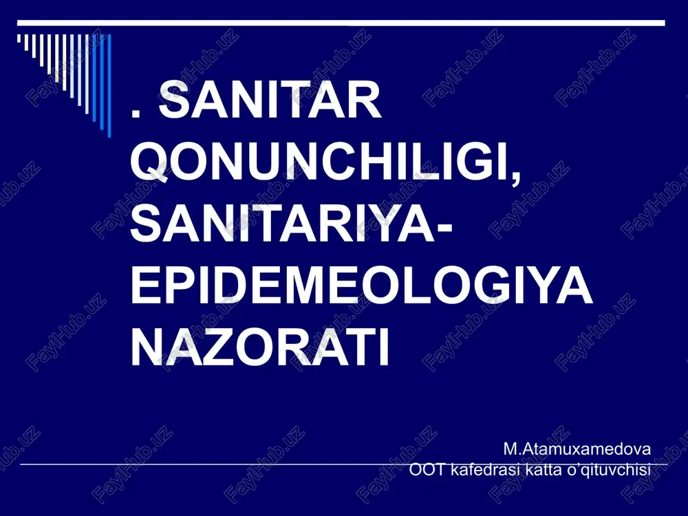 sanitar qonunchiligi, sanitariya-epidemeologiya nazorati — PPTX