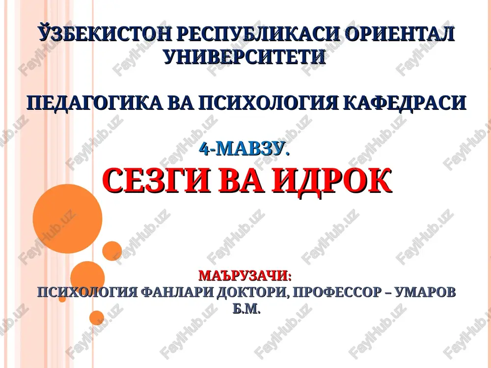 sezgi va idrok — PPT