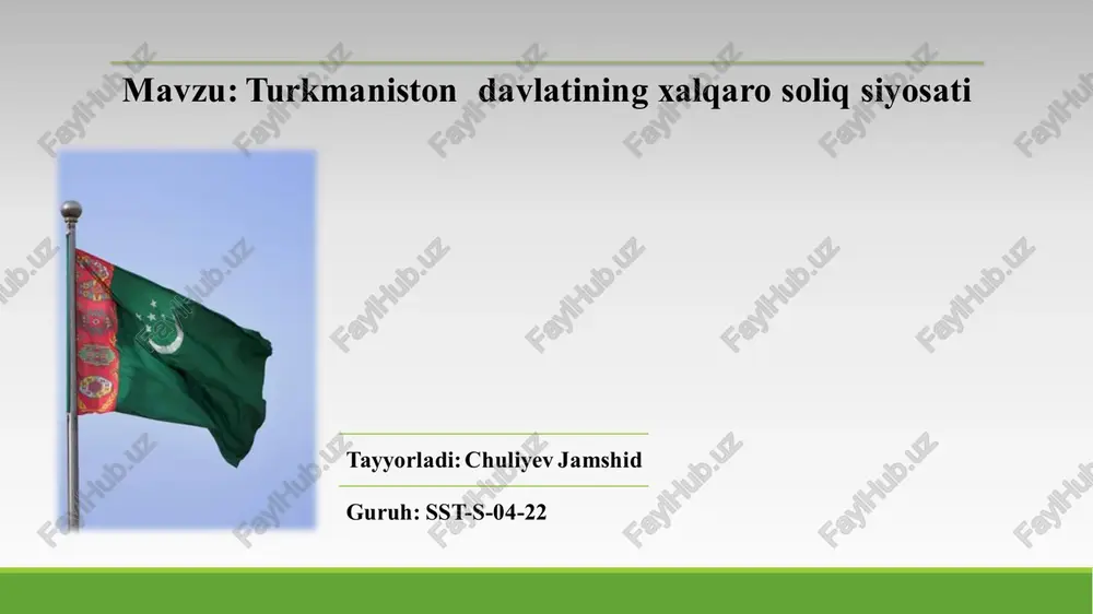 turkmaniston davlatining xalqaro soliq siyosati — PDF