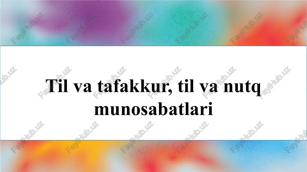 til va tafakkur, til va nutq munosabatlari slayd — PPTX