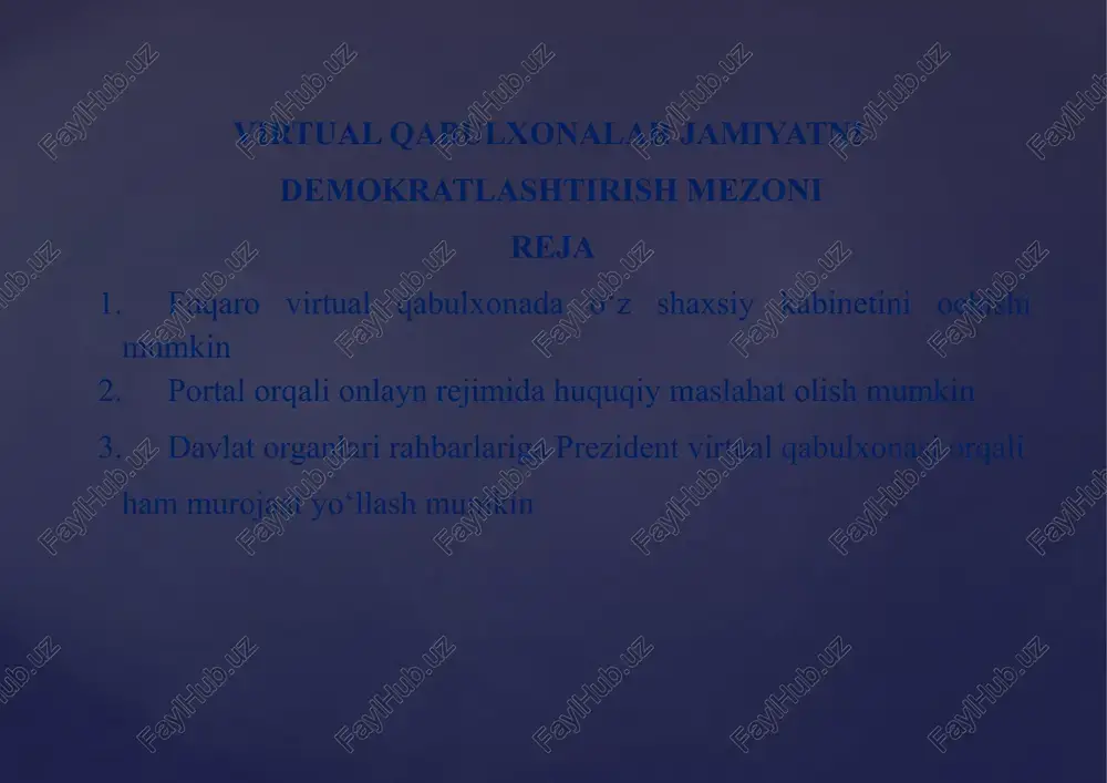 virtual qabulxonalar jamiyatni — PPTX