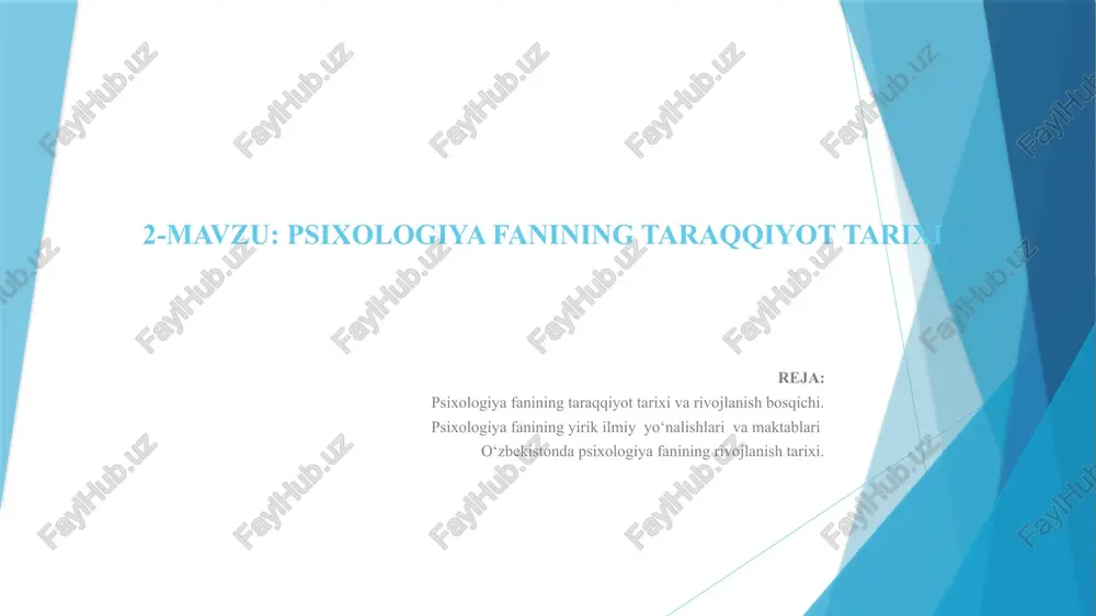 psixologiya fanining taraqqiyot tarixi — PPTX