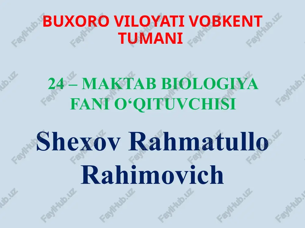 biologiya fani o‘qituvchisi — PPTX