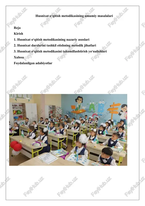 husnixat o‘qitish metodikasi — DOCX