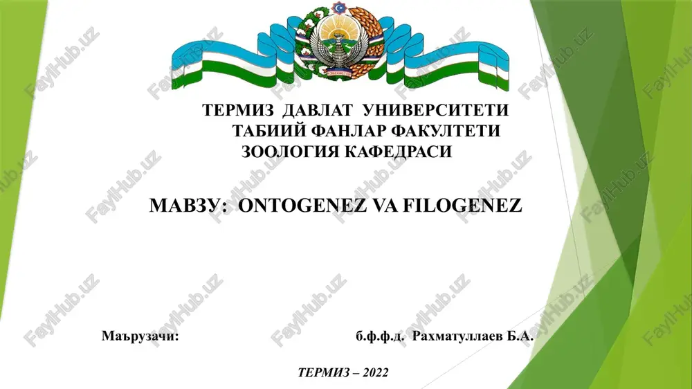 ontogenez va filogenez — PPTX