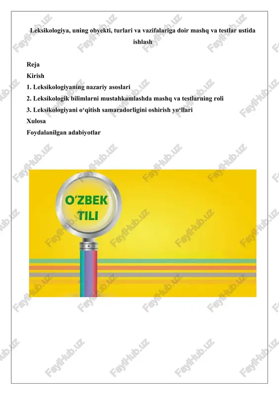 leksikologiya mashqlar va testlar — DOCX
