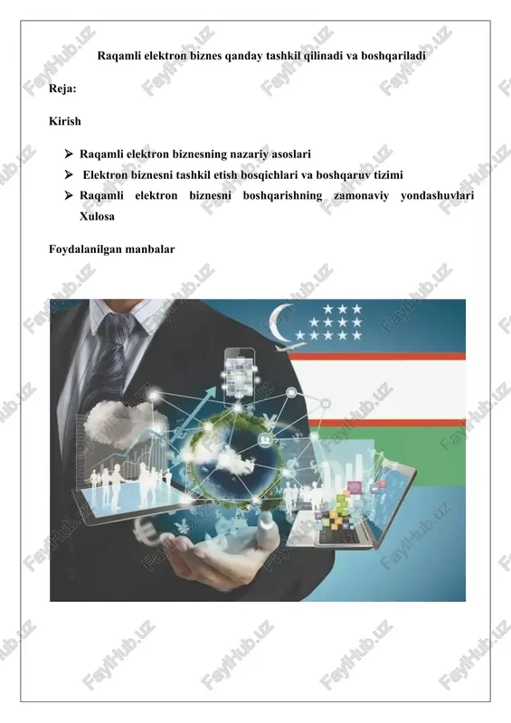 raqamli elektron biznes qanday tashkil qilinadi va boshqariladi — DOCX