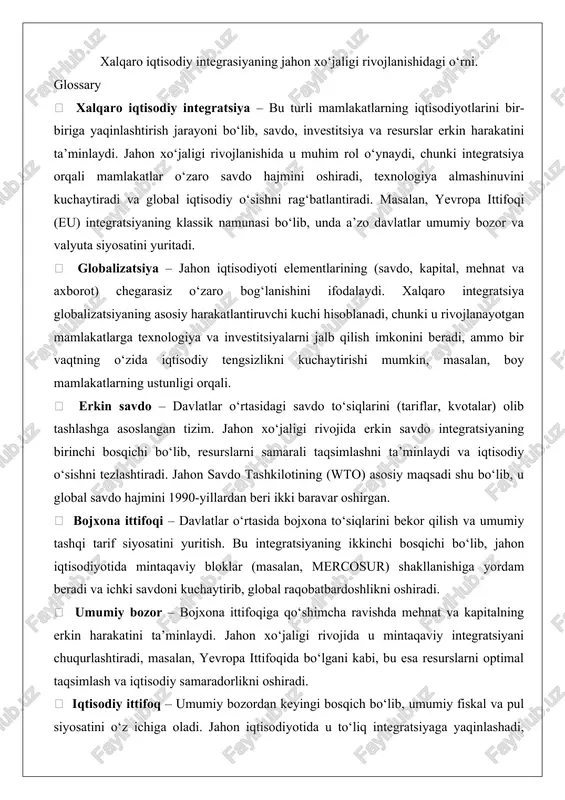 xalqaro iqtisodiy integratsiya — DOCX