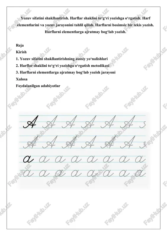 yozuv sifatini shakllantirish — DOCX