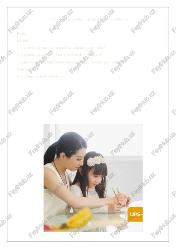 yozuvdagi xatolar ustida ishlash metodikasi — DOCX