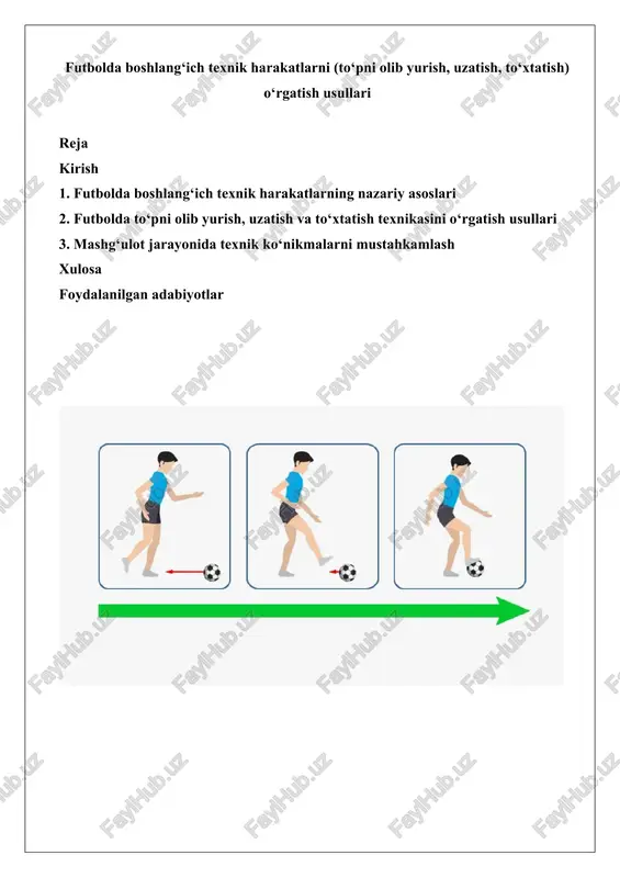 futbolda boshlang‘ich texnik harakatlarni o‘rgatish usullari — DOCX