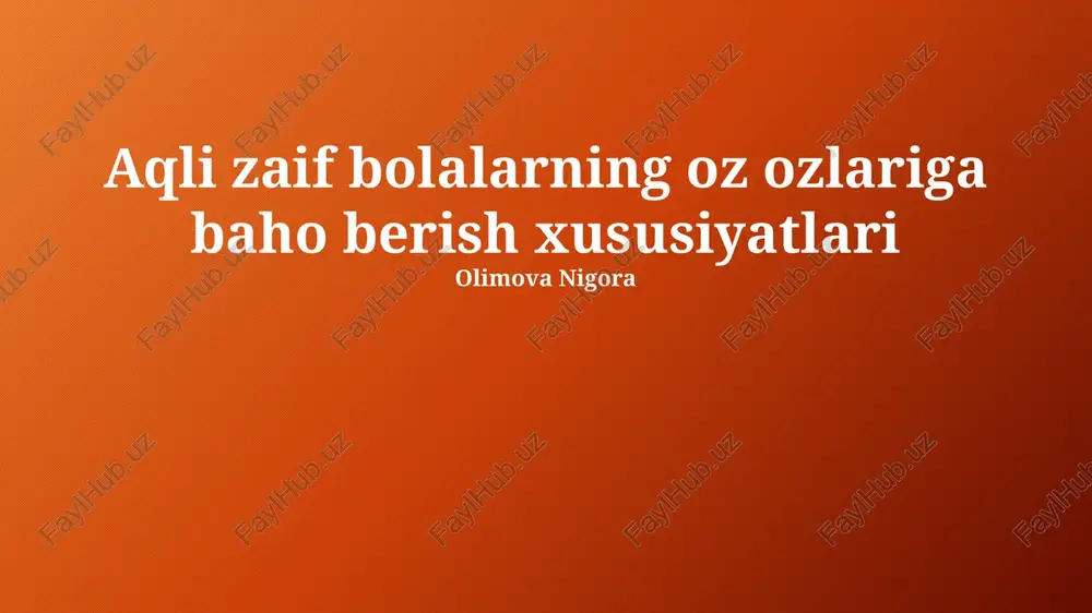 ta'lim muhiti va oʻz-oʻzini hurmat qilish — PPTX