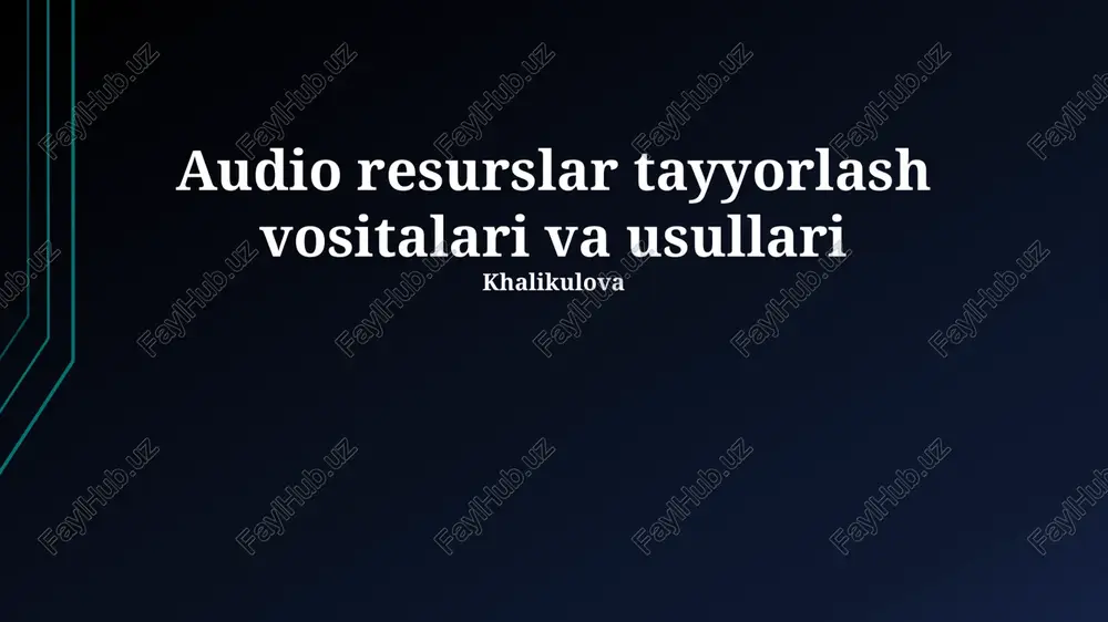 ovoz resurslarini tayyorlashda dasturlar — PPTX