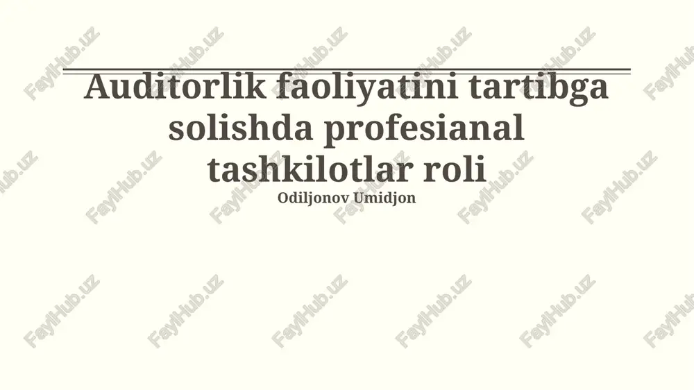auditorlik faoliyatini tartibga solishda profesianal tashkilotlar roli — PPTX