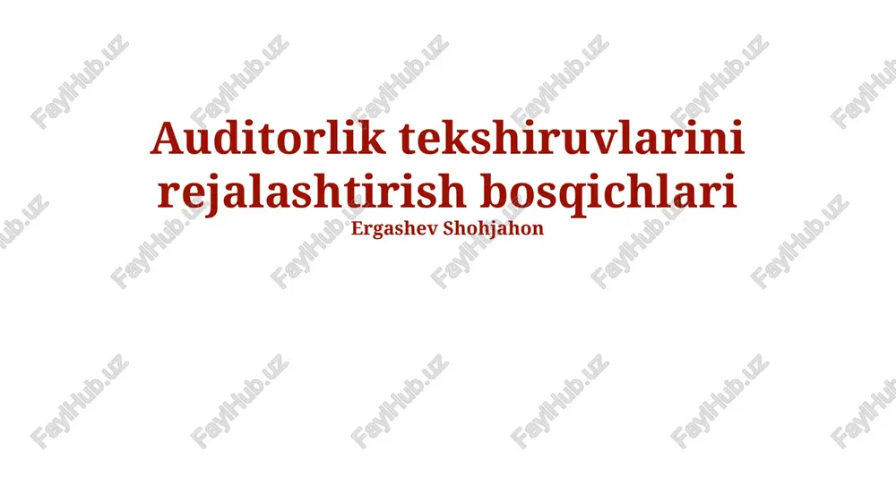 auditorlik tekshiruvlarini rejalashtirish bosqichlari — PPTX