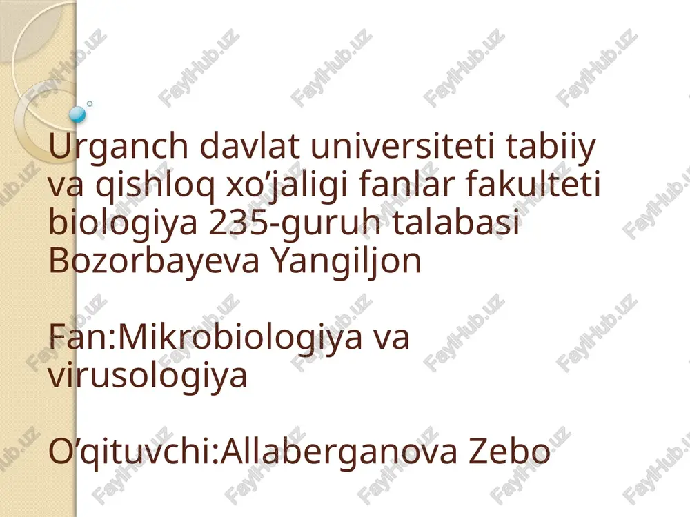 mikroorganizmlar biotexnologiyasi — PPTX
