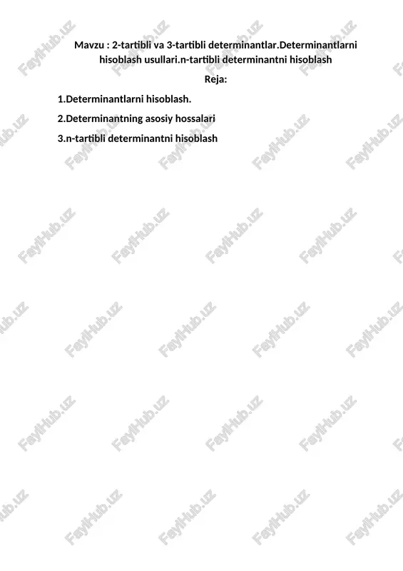 2-tartibli va 3-tartibli determinantlar — DOCX