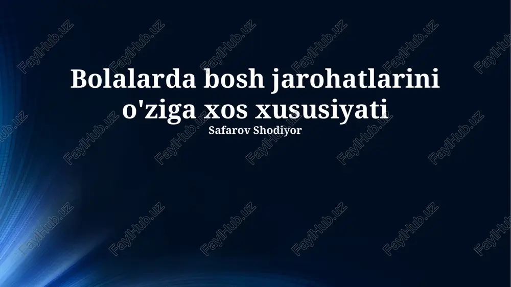 bolalarda bosh miya shikastlanishlarning oʻziga xos xususiyatlari — PPTX
