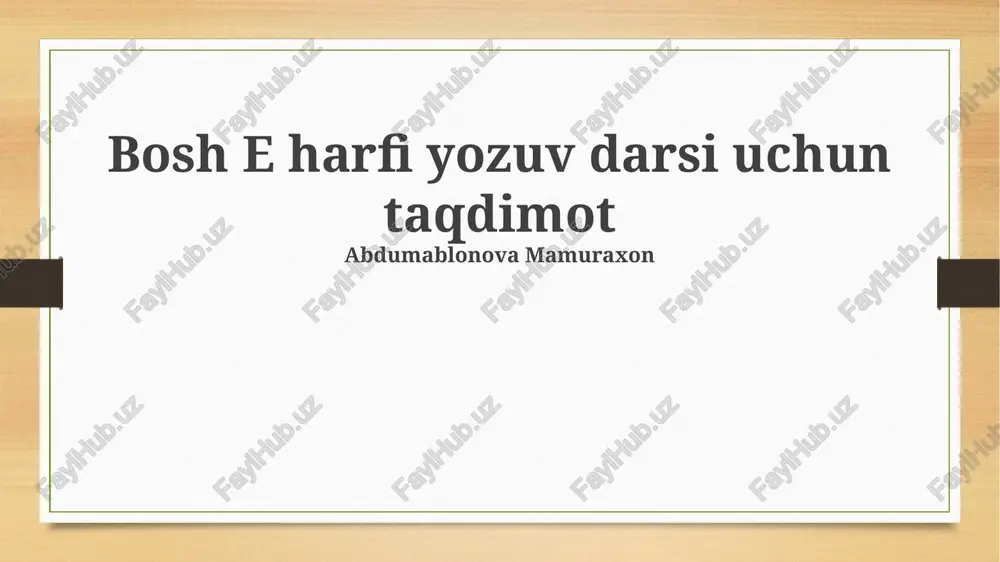 bosh e harfi yozuv darsi taqdimoti — PPTX