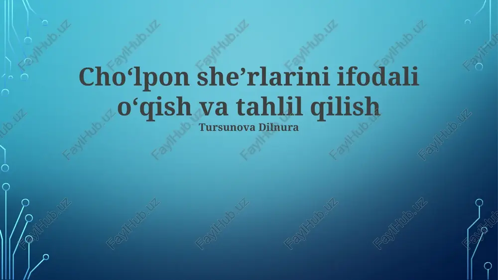 choʻlpon sheʼrlarini ifodali oʻqish va tahlil qilish — PPTX